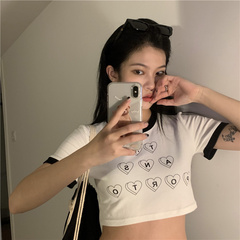 實拍實價~百搭顯瘦圓領短款印花T恤