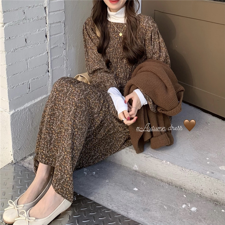 Real price ~ loose and versatile pleated Floral Dress