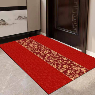 硅藻泥中式地垫门厅地垫耐脏红色门垫玄关地垫可裁剪防滑耐用喜庆