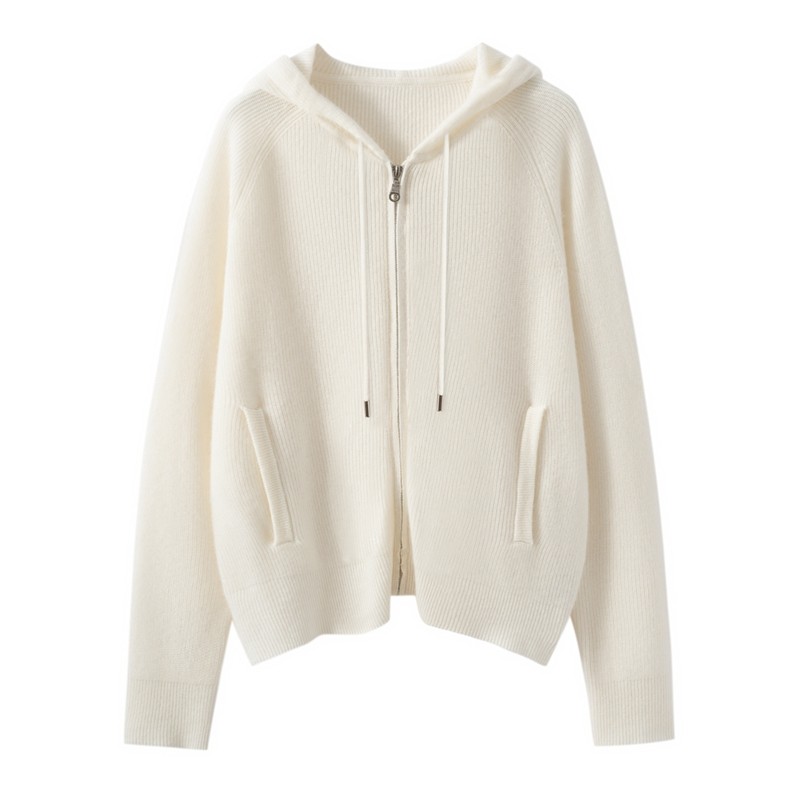 老钱风山羊绒衫女连帽拉链针织开衫宽松长袖毛衣外套插肩带兜帽衫,女装/女士精品,羊绒衫,淘宝优惠券,粉丝福利购,淘宝优惠卷