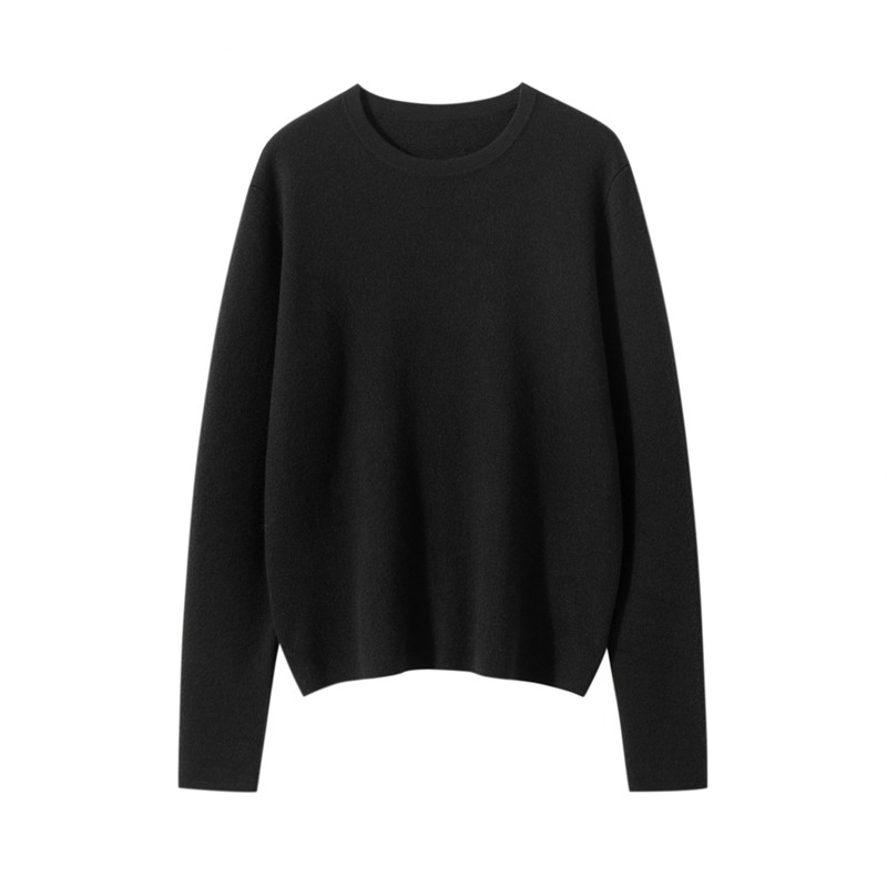 极简风山羊绒衫女圆领宽松长袖加厚百搭针织衫打底套头毛衣,女装/女士精品,羊绒衫,淘宝优惠券,粉丝福利购,淘宝优惠卷