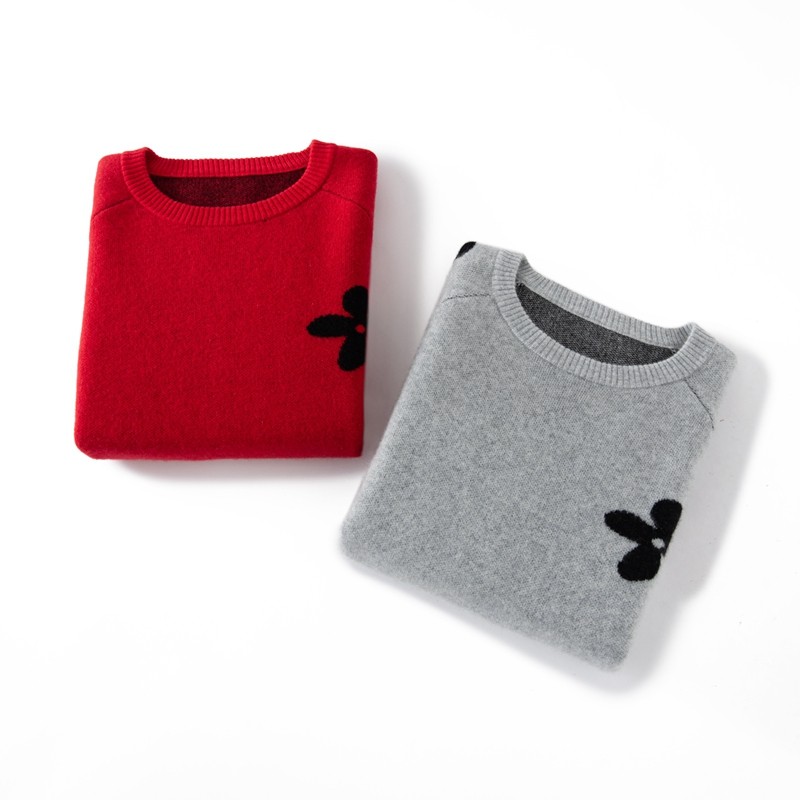 山羊绒加厚嵌花圆领套头提花针织毛衣女宽松长袖打底衫卡通小狗,女装/女士精品,羊绒衫,淘宝优惠券,粉丝福利购,淘宝优惠卷