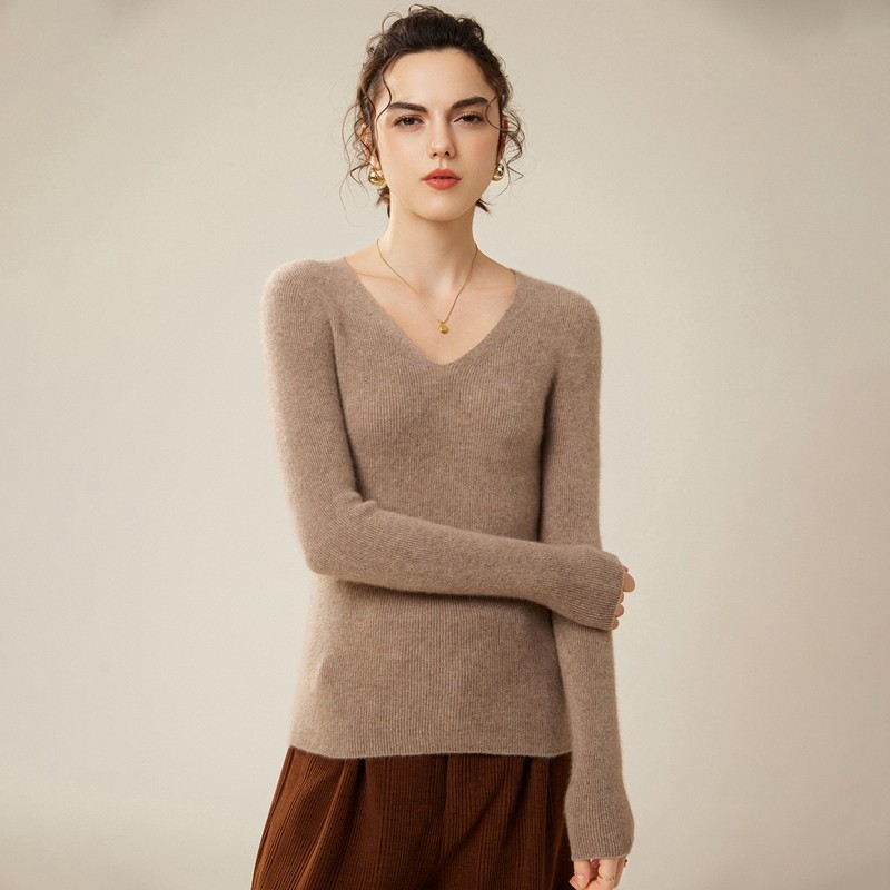 小山羊绒衫女V领修身套头毛衣针织打底衫通勤内搭套头上衣,女装/女士精品,羊绒衫,淘宝优惠券,粉丝福利购,淘宝优惠卷