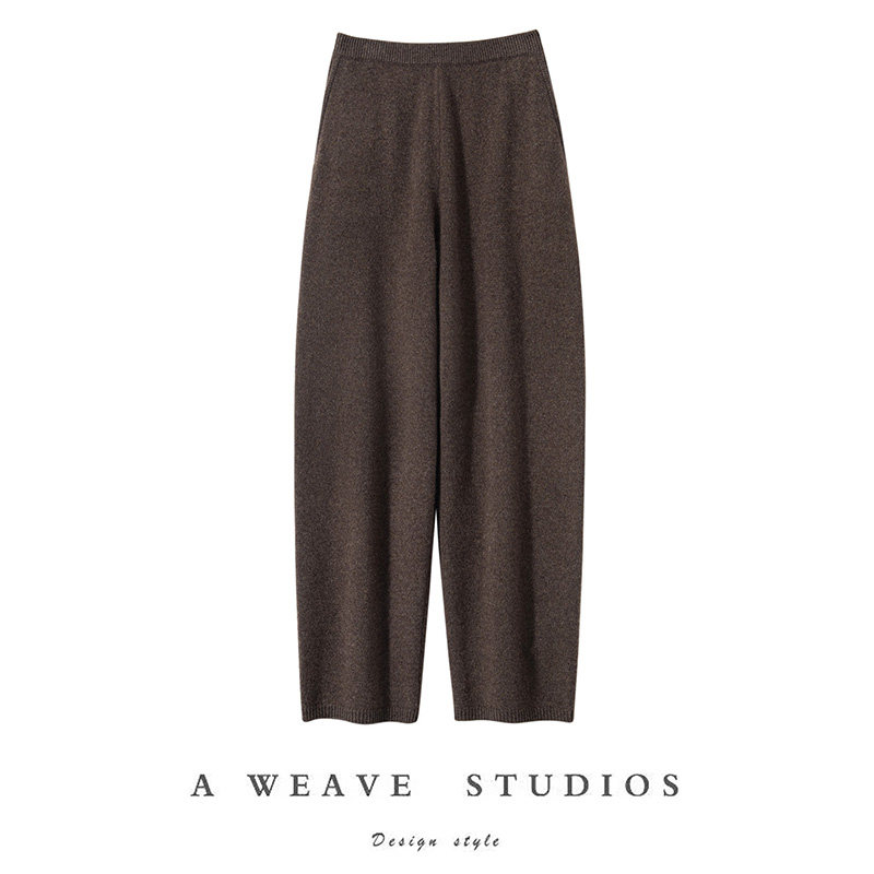 山羊绒裤子女高腰针织阔腿裤宽松百搭休闲老钱风外穿,女装/女士精品,羊绒衫,淘宝优惠券,粉丝福利购,淘宝优惠卷