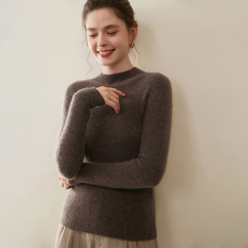 楽咔莎小山羊绒衫女半高领修身长袖针织打底衫通勤毛衣百搭,女装/女士精品,羊绒衫,淘宝优惠券,粉丝福利购,淘宝优惠卷