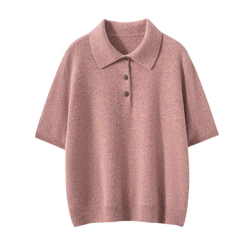 山羊绒衫女POLO领短袖宽松通勤针织衫秋冬套头百搭,女装/女士精品,羊绒衫,淘宝优惠券,粉丝福利购,淘宝优惠卷