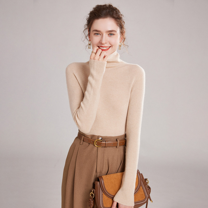 轻奢一线抽条半高领羊绒衫女长袖修身针织打底衫秋冬内搭上衣,女装/女士精品,羊绒衫,淘宝优惠券,粉丝福利购,淘宝优惠卷