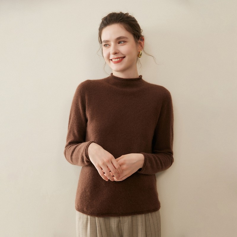 轻奢半高领小山羊绒衫女套头螺纹针织打底衫通勤保暖毛衣,女装/女士精品,羊绒衫,淘宝优惠券,粉丝福利购,淘宝优惠卷