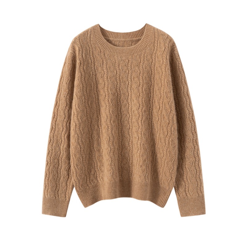 慵懒山羊绒衫女镂空圆领绞花针织毛衣百搭打底衫上衣,女装/女士精品,羊绒衫,淘宝优惠券,粉丝福利购,淘宝优惠卷