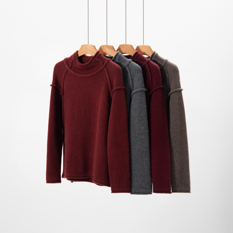 山羊绒衫女卷边圆领宽松加厚套头毛衣通勤百搭显瘦打底衫,女装/女士精品,羊绒衫,淘宝优惠券,粉丝福利购,淘宝优惠卷