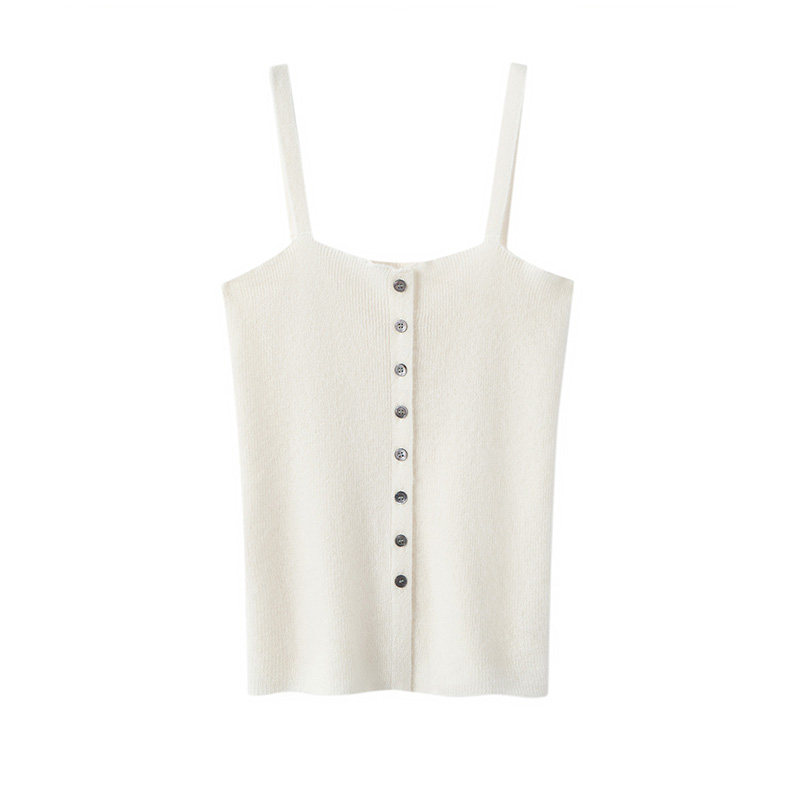 极简风山羊绒吊带背心女通勤百搭纽扣针织衫内搭上衣,女装/女士精品,羊绒衫,淘宝优惠券,粉丝福利购,淘宝优惠卷