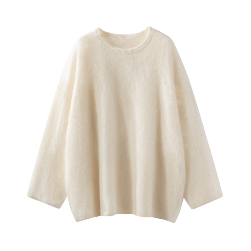 温柔慵懒风山羊绒衫女圆领拉绒加厚宽松套头针织衫保暖毛衣,女装/女士精品,羊绒衫,淘宝优惠券,粉丝福利购,淘宝优惠卷