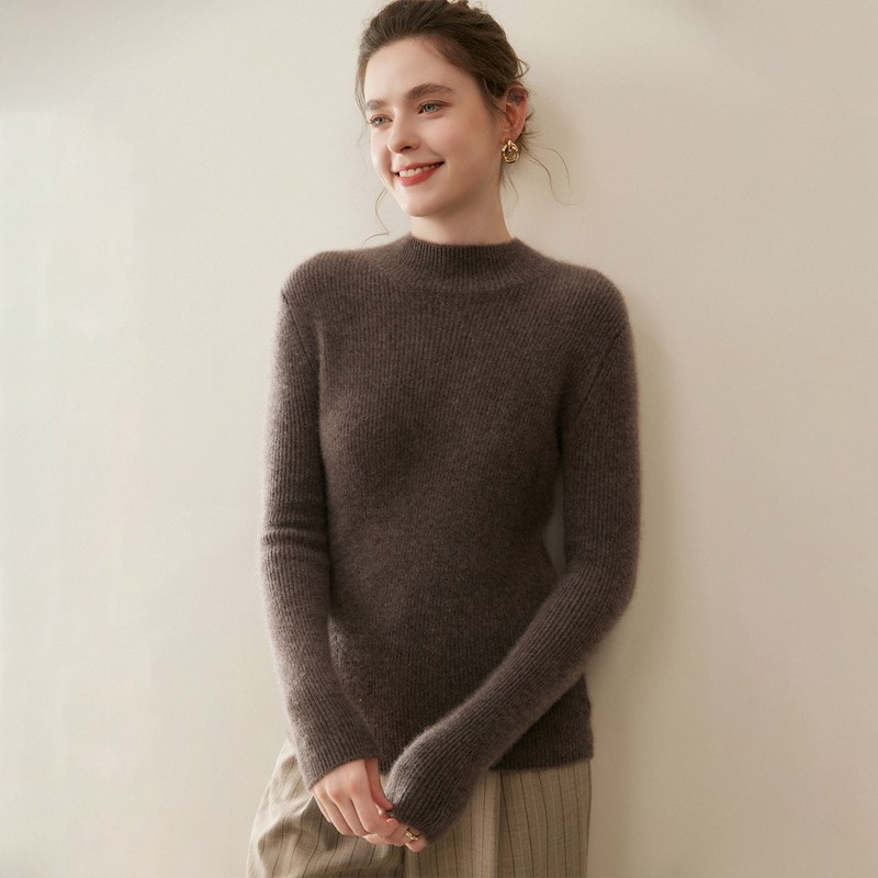 小山羊绒衫女半高领修身长袖针织打底衫通勤毛衣上衣百搭,女装/女士精品,羊绒衫,淘宝优惠券,粉丝福利购,淘宝优惠卷