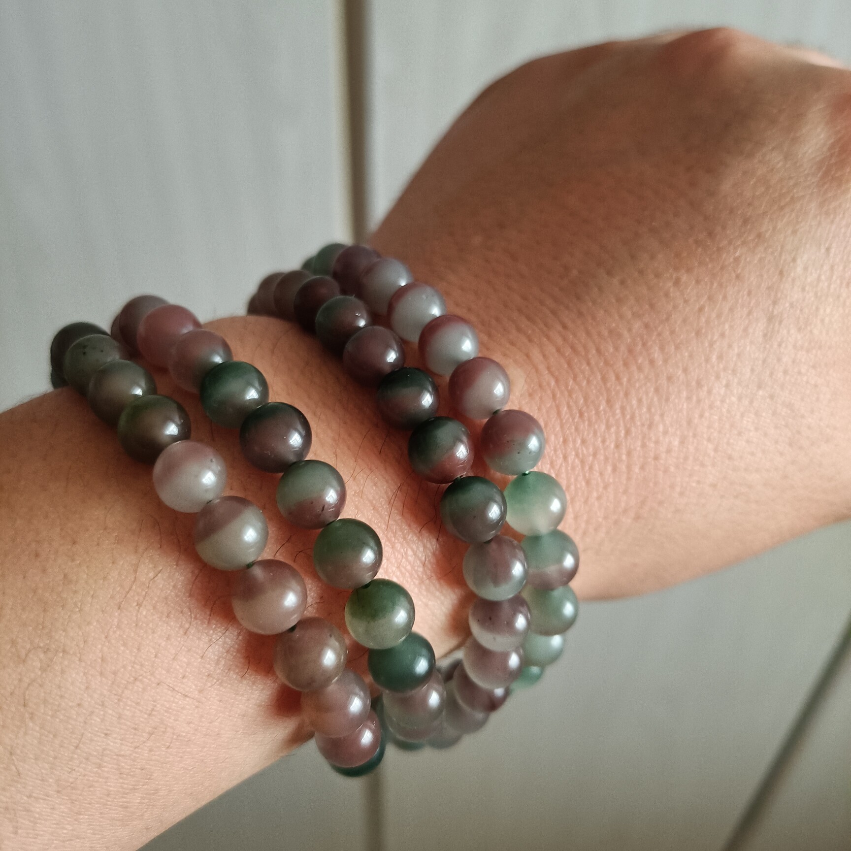 秦紫玉紫绿玛瑙手串半山半水聚宝盆8mm108颗收藏级