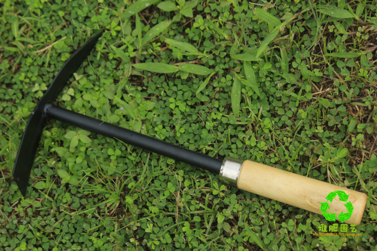 园艺工具 种花种菜 双头锄头 木质手柄 铁质锄头 30厘米长