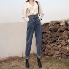 Real price - high-waist jeans Harun pants Hong Kong flavor is loose and slim Daddy's turnip pants