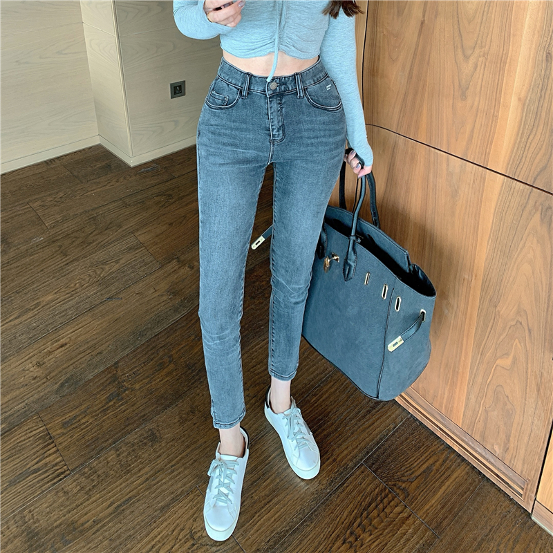Real price! New style high waisted split jeans in early autumn