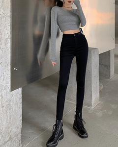 RM22014#洋气修身弹力小脚裤贴标百搭气质时尚新款牛仔裤