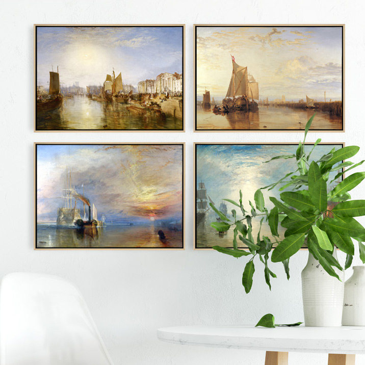 turner透纳无畏号战舰欧式酒店壁画客厅装饰画风景油画挂画大海画