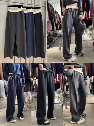 微默契正品JEANWANG松紧腰拼色腰头宽松休闲裤55012