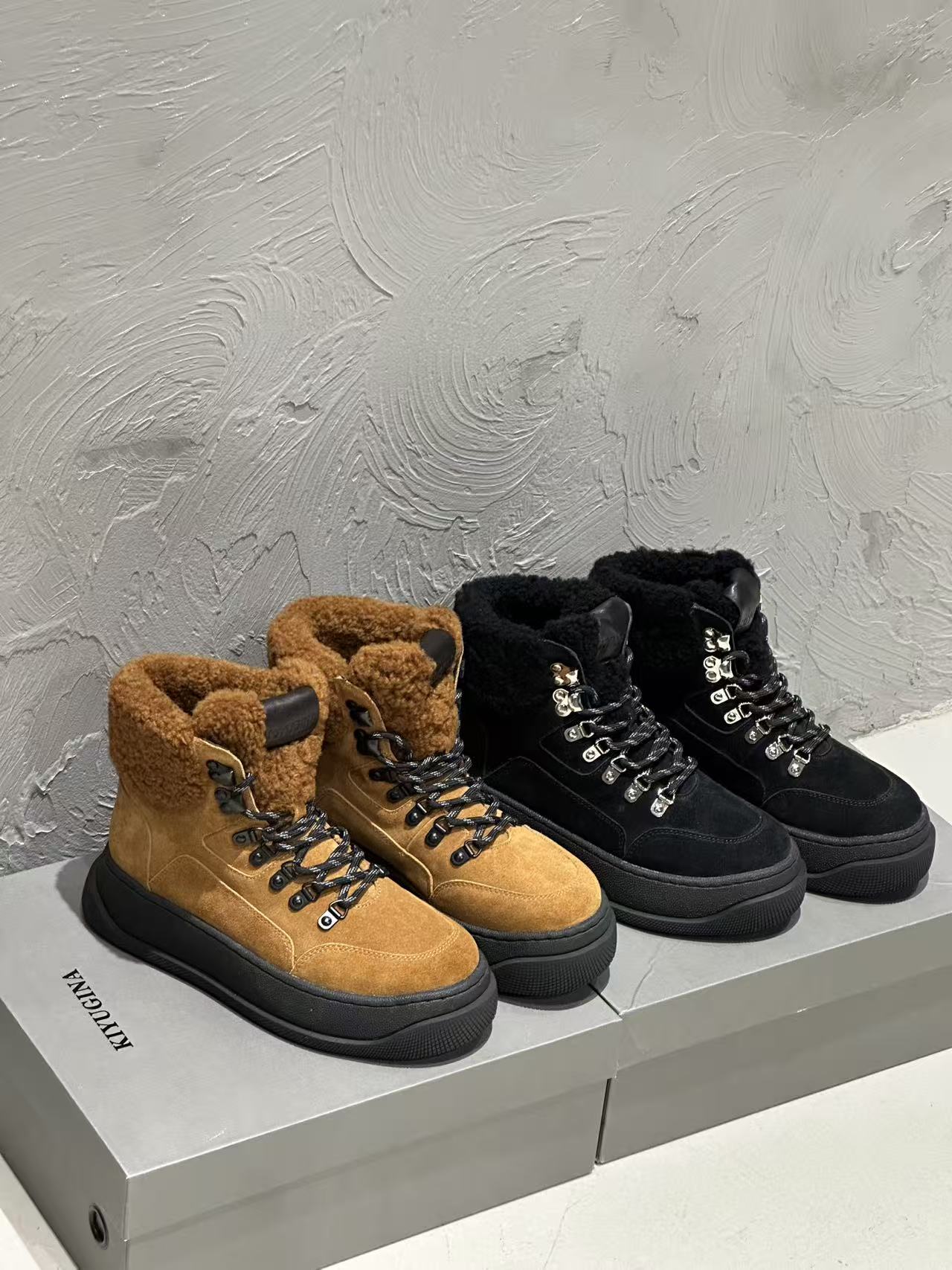 微默契正品K牌KIYUGINA秋冬保暖加绒马丁靴短靴