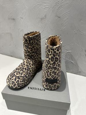 微默契正品K牌KIYUGINA豹纹靴皮毛一体短靴K01-68