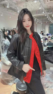 询价微默契正品 K牌KIYUGINA盘扣休闲真皮短外套