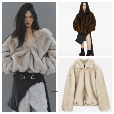 Amy韩国设计师品牌cerric25冬Brushed Fur仿皮草毛绒拉链保暖外套