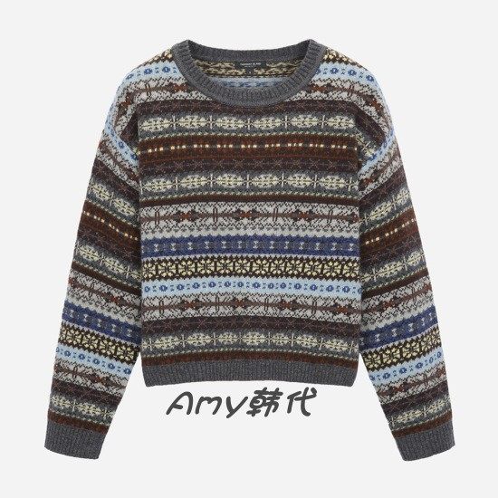 韩国代购[Thursday Island] 25秋冬圆领针织套头毛衣T258MSW233W