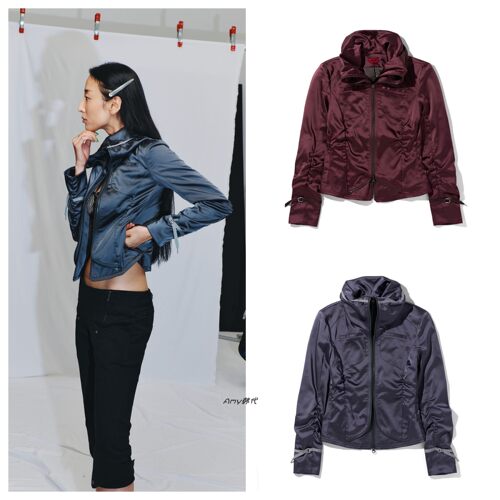 韩国设计师品牌 mschf MOTO ZIP JACKET修身拉链夹克外套