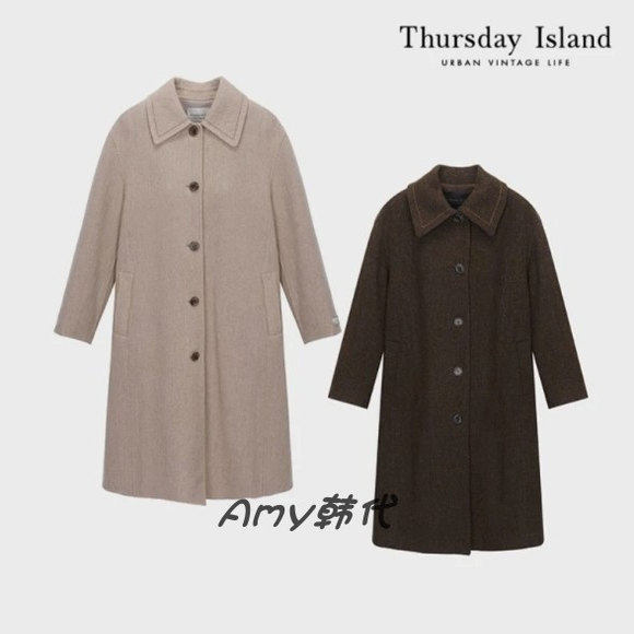 Amy韩国代购[Thursday Island] 翻领毛呢大衣 T228MCT533W