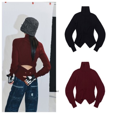 25秋冬韩代 mschf CUT OUT BACK TURTLENECK露背羊毛高领针织衫