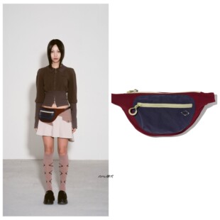 限时折扣！25秋冬Amy韩国代购mschf 配色拉链菱形标志腰包2色