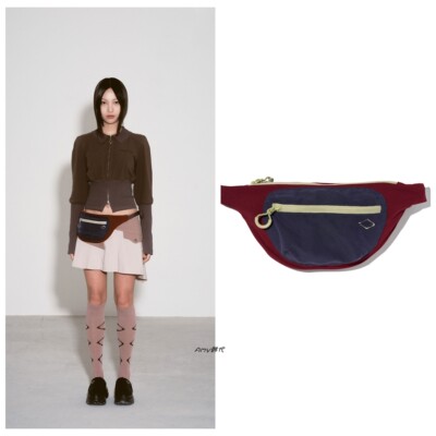 25秋冬Amy韩国代购mschf 配色拉链菱形标志腰包2色