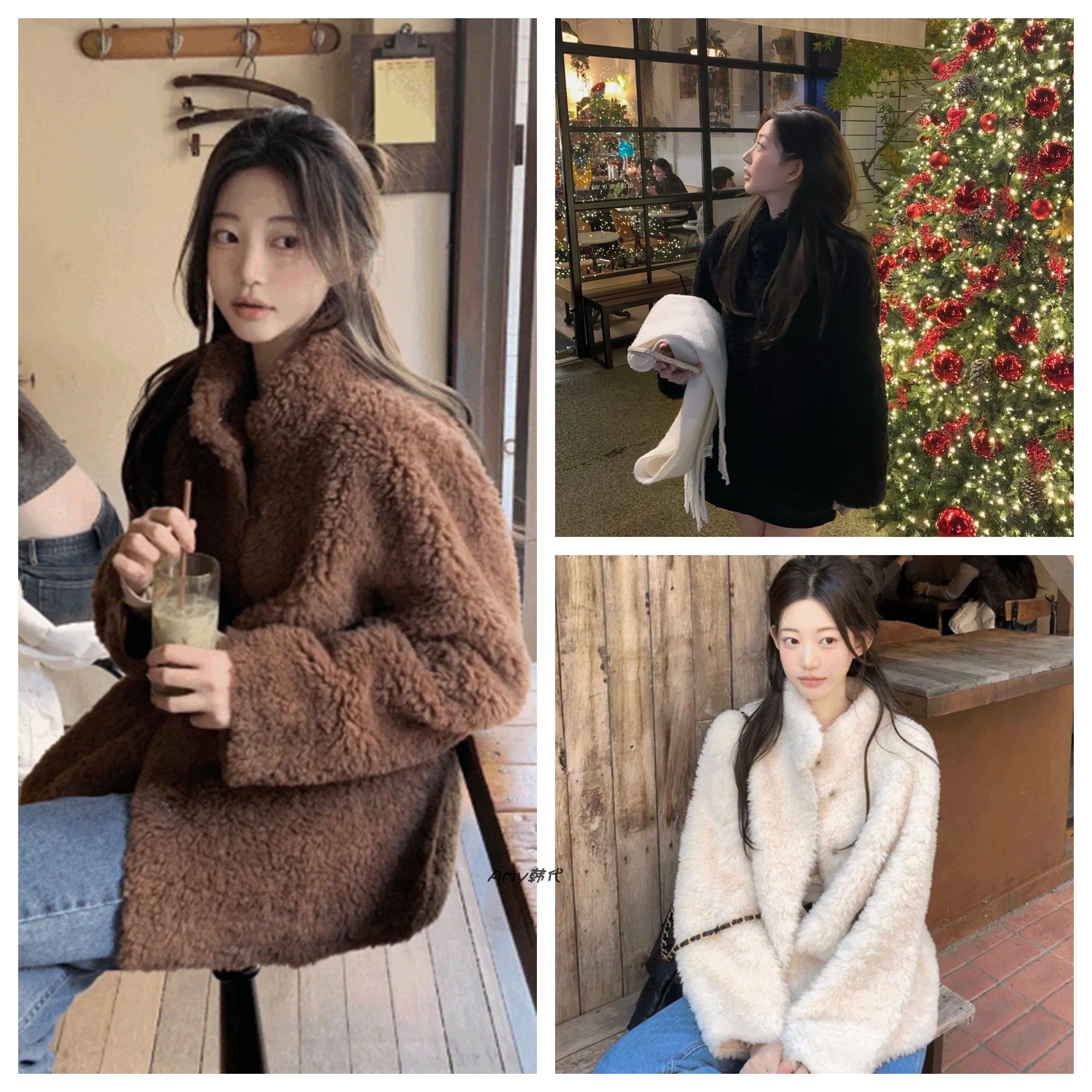 Amy韩国官网代购 zaenio 25冬温暖柔软毛绒绒的可爱外套3色