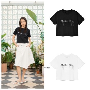 Kim Matin 韩国代购 CROP标志线点剪裁T恤 THREAD POINT LOGO 折扣
