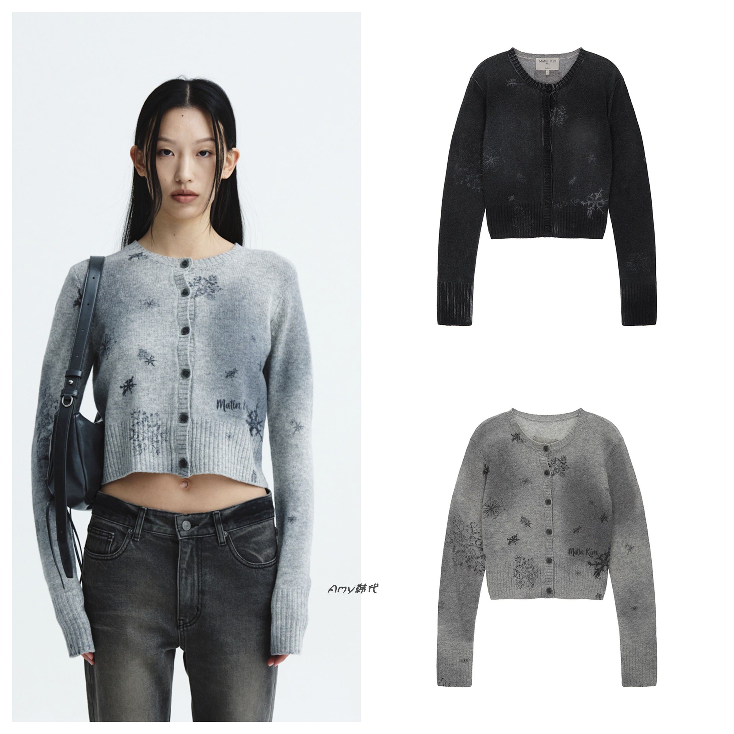 4折直邮Amy韩国直邮Matin Kim雪花图案羊毛开衫SNOW GRAPHIC KNIT