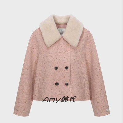 Amy韩国代购[Thursday Island翻领可拆卸短款毛呢外套T238MCT235W