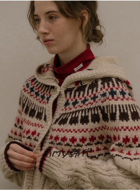 KNOWN BETTER韩国直邮25冬 电缆提花连帽纽扣针织开衫 KNFW05CD02