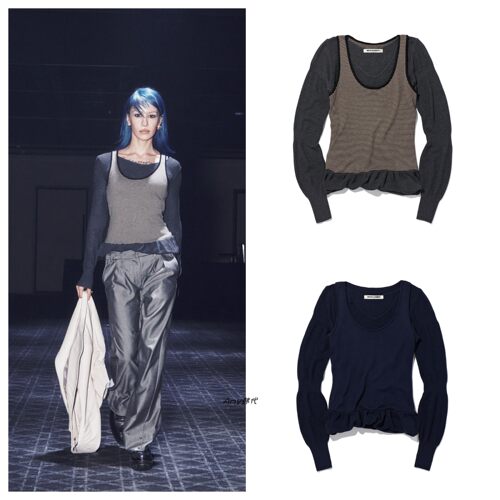 特价 韩国代购 mschf RIPPLE LAYERED KNIT时尚层叠针织衫
