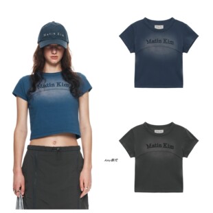 折扣 CUT 圆领短袖 T恤 PIGMENT LOGO短款 Kim Matin 韩国代购 OUT