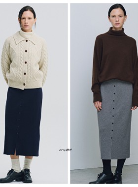 Amy韩国直邮sienne 25冬Sojeanne Wool 羊毛混纺半身裙 针织裙3色