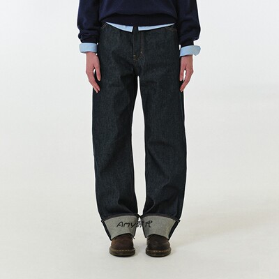 Amy韩国代购GROVE 25FW MYNA DENIM PANTS 休闲牛仔裤2色
