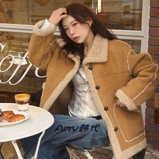 KNOWN BETTER韩国直邮25冬绒面拼贴口袋羊毛夹克外套KNFW05JP02