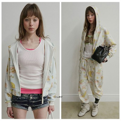 Amy韩国代购SCULPTOR 26春款Sweet Dreams Hooded卡通拉链卫衣