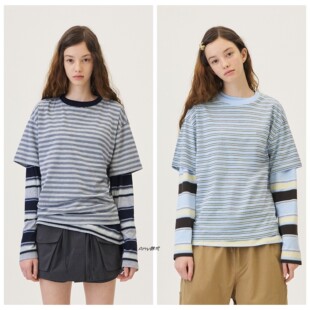 Amy韩国代购GROVE 26春款TANI STRIPE H/S T-SHIRT条纹短袖T恤4色