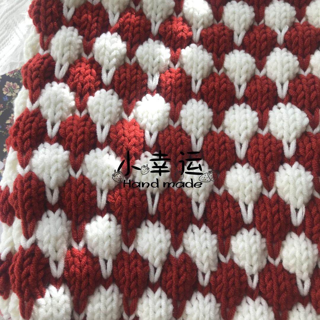 双色曲奇豆豆围巾成品纯手工编织围巾送男女朋友圣诞新年围脖礼物