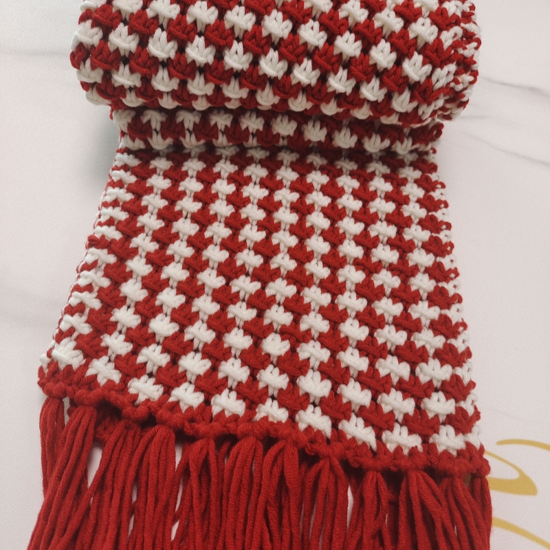 纯手工编织双色星星围巾成品送男女朋友闺蜜圣诞新年礼物情侣围巾