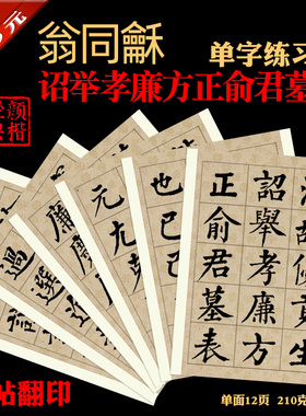 翁同龢 楷书 诏举孝廉方正俞君墓志 书法装饰临摹 单字练习字帖