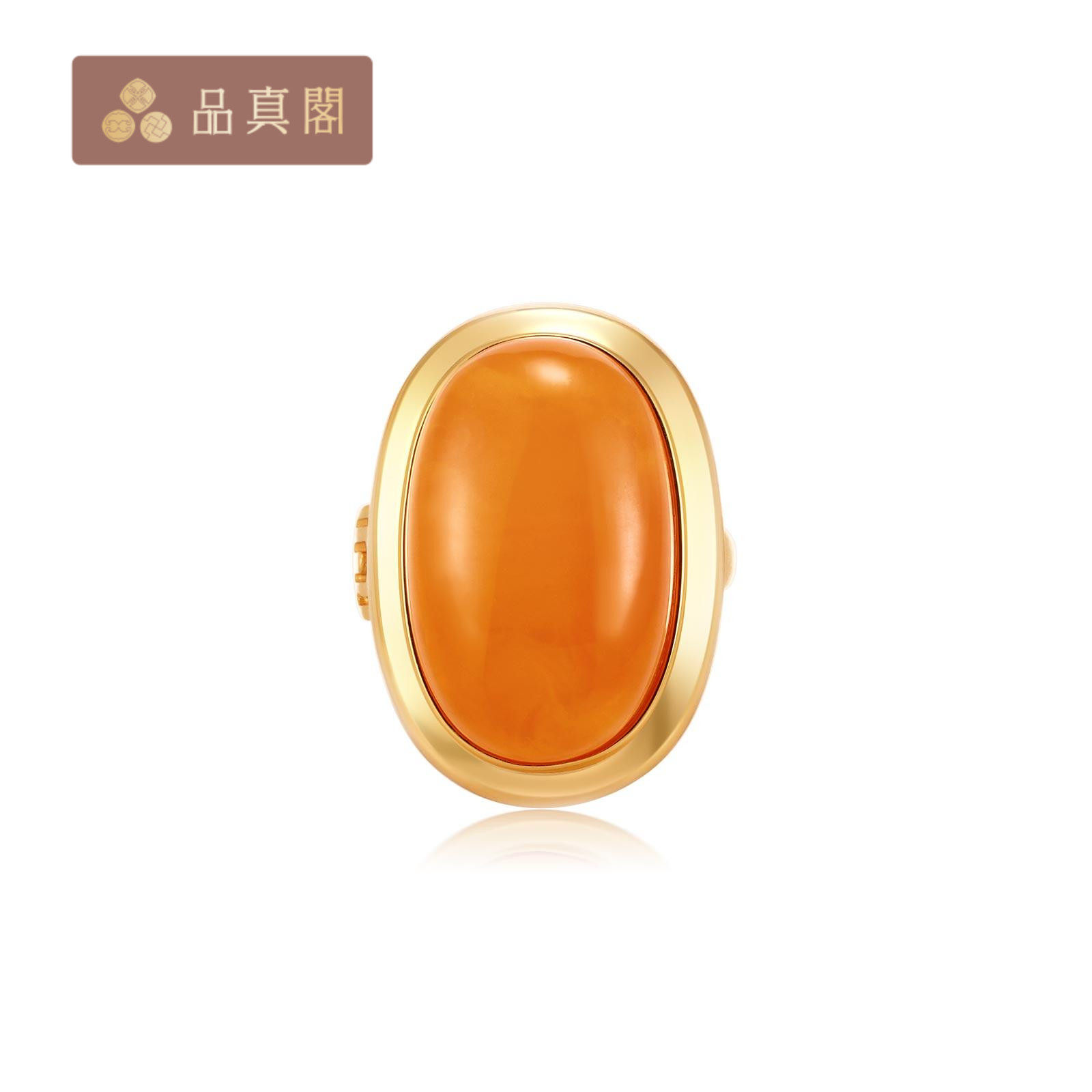 品真阁天然蜜蜡戒指女款925银镶嵌时尚百搭款